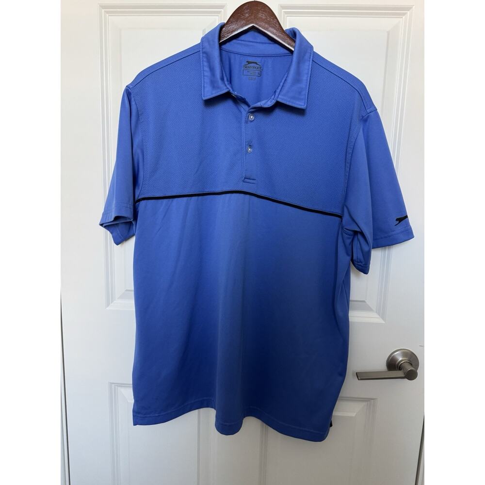Slazenger Shirt Adult XL Navy Golf Polo Athletic Short Sleeve Logo Rugby Mens
